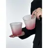 Estilo Ins Nicho Gradiente Rosa Rayas Simples Vidrio Taza de Café Helado Taza de Desayuno para Leche Taza de Alto Valor