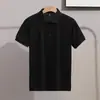 Nueva Camisa Polo de Punto Mercerizado Acanalado Original Manga Corta Marca de Moda Moda de Verano Cuello Campana Camiseta Top para Hombre