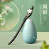 Palito de cabelo de ébano estilo antigo feminino toque de alto padrão madeira buyao estilo chinês novo estilo chinês grampo de cabelo grampo para coque simples moderno