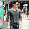 Camiseta de Manga Larga para Hombre de Color Sólido con Cuello en V Camiseta de Manga Larga para Hombre de Color Sólido Camiseta Base Casual para Primavera y Otoño Personalización