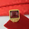 Anillo de oro imitación anillo grande para hombre apertura ajustable anillo con gema incrustada de oro de arena de Vietnam Largo no se decolora punto de fábrica