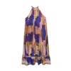 Comercio Exterior Transfronterizo Ropa de Mujer 2026 Estilo Europeo y Americano Moda Holgada Dobladillo Asimétrico Estampado Cuello Halter Vestido Sin Parar
