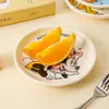 Plato Cerámico Redondo para Snacks de Mickey de Disney, Vajilla Redonda, Plato para Desechos de Huesos del Hogar, Plato para Condimentos de Sushi, Regalo de Inauguración de Casa
