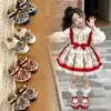 Novidade de Primavera Estilo Retrô Sapatos de Couro para Meninas com Acabamento em Renda e Laço, Fofos Versáteis de Solado Macio Sapatos de Princesa para Bebês