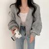 Cardigan de Gola V Novo Outono e Inverno 2025 Jaqueta de Tricô Solta Feminina Tricô Torcido Casual Versátil Top