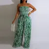 202 Colección de verano transfronteriza nueva: Moda europea y americana para mujer, elegante y sexy, sin tirantes, estampado, sin mangas, ajuste ceñido, pierna ancha, mono