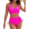 Nuevo traje de baño bikini de dos piezas para mujer, comercio exterior europeo y americano, ajustado, de cintura alta, sexy, aguas termales, traje de baño transfronterizo en stock