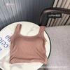 Verano y Otoño Cuello Cuadrado Hermosa Espalda Hilo Tirantes Anchos Chaleco para Mujer para Usar Tirante Versátil con Copa Fija Sujetador Deportivo para Mujer