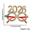 Gafas Digitales de Año Nuevo 2027 Suministros para Decoración Navideña Tela Brillante Sombrero de Ho Navidad Cuernos de Reno Montura de Gafas de Pentagrama