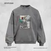 Moletom com Gola Redonda Tie-Dye Desgastado Estampa de Retrato Americano Estilo Casual Masculino Primavera/Outono Streetwear Blusão Solto com Capuz