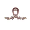 Grampo de Cabelo Flor de Strass Cor de Rosa Manta, Presilha de Cabelo Elegante e da Moda de Luxo Leve, Presilha Shark de Alta Qualidade Coreana para Traseira da Cabeça