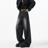 Jeans de corte limpio para hombre, estilo americano de alta calle, lavado desgastado, pantalones rectos holgados, nueva moda de primavera para hombre