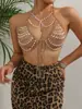 Colete Transfronteiriço Moda Noturna Europeia e Americana Sexy com Franjas Corrente de Pérolas Costura Top com Alça de Pescoço XY23005
