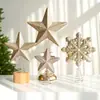 Estrella decorativa para la punta del árbol color champán, estrella explosiva de espuma, decoración navideña con purpurina, adorno navideño, decoración de mesa navideña