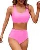 Europa y Estados Unidos nuevo bikini bikini traje de baño 2024 multicolor damas dividido color sólido traje de baño fabricantes en stock al por mayor