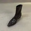 2026 Nuevas Botas Cortas Retro Simples de Tacón Grueso con Temperamento Botas de Moda para Mujer Punta Fina Cierre Trasero Elásticas Adelgazantes