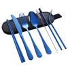 Amazon Transfronteiriço Palito de Aço Inoxidável para Exterior Conjunto de Talheres Portátil de Aço Inoxidável Garfo, Faca e Colher Hashi Montado Conjunto de Silicone
