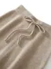 Peça única 100% caxemira pura cintura alta modeladora elegante malha grossa agasalho calça casual feminina calça pantalona