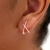 Amazon Transfronterizo Nuevos Pendientes de Botón de Cobre y Circonita Moda Cruz Diarios Versátiles Simples Artísticos para Viajar Pendientes de Mujer