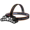 Linterna frontal LED de 11 luces USB recargable para exteriores transfronteriza, luz fuerte, para correr de noche, ciclismo, linterna frontal montada en la cabeza, linterna frontal portátil multifuncional