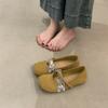 Brisa Nocturna Estilo Chino Nuevo Zapatos Planos de Punta Redonda Baja para Mujer Slip-On Versátiles Retro Mary Janes