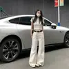 Jeans blancos de pierna ancha para mujer, tendencia de verano 2026, nuevos de cintura alta, holgados, adelgazantes, de pierna recta, pantalones de largo hasta el suelo