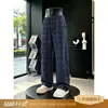 Nuevos pantalones casuales de pana a cuadros estilo americano para otoño, pantalones de chándal holgados de pierna recta, pantalones deportivos de pierna ancha para hombre