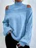 Novedad Otoño/Invierno 2026 Hombros Descubiertos Cuello Semi Alto Estilo Europeo y Americano Suéter de Punto Holgado Oversize para Mujer Suéter de Punto Transfronterizo para Mujer Fabricante En Stock