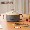 Tazón para fideos instantáneos de acero inoxidable 304 con tapa, adecuado para dormitorios, gran capacidad, para estudiantes, uso personal y conveniente para hombres