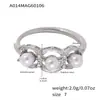 Anillo de Cola de Apertura Lateral con Perla de Acero Inoxidable y Circonita, Chapado en Oro Real de 18K, Anillo de Lujo Ligero de Moda, Joyería que No se Desvanece