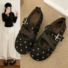 Sapatos Mary Jane de Algodão com Bolinhas Retro Femininos 2026 Inverno Novo Tira Cruzada Quente com Pelo Sapatos Simples