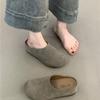 Zapatillas de Media Caña sin Talón para Mujer 2024 Nuevo Otoño e Invierno Soporte Medio Paso Único Punta Cerrada Exterior Suela Gruesa Forro Polar Birkenneth Zapatos