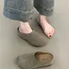 Zapatillas Baotou de suela gruesa para mujer, zapatos de media caña, sin tacón, con forro polar, para otoño e invierno, 2024
