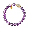 Pulsera de Calabaza de Cristal Morado de Círculo Único para Mujer con Colgante de Amuleto de la Suerte, Pulsera Única y Versátil para Jugar y Usar, Regalo para Mejor Amiga