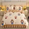 Juego de Cuatro Piezas de Vellón de Leche Engrosado Felpa de Doble Cara Funda Nórdica de Vellón de Coral Sábana de Franela Funda Nórdica Ropa de Cama de Invierno