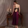 Pijama Sexy para Mulheres Verão Seda Gelo Estilo Fino com Bojos Acima do Joelho Francês Casa Saia Longa Sem Costas Estilo Pura Luxúria Camisola de Alças