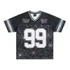Jiayiku 2026 Nova Camiseta de Cetim de Verão Estilo Americano Malha Unissex Top Esportivo de Rugby de Manga Curta para Corrida