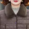 Jaqueta de Algodão com Gola de Lã de Cordeiro de Inverno para Mãe, com Plus Veludo, para Mulheres de Meia-Idade e Idosas, Acolchoada, Quente, Pequeno Casaco de Algodão, Jaqueta de Algodão Fashionável e Versátil, Roupa Externa