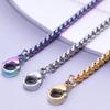 Corrente de pérolas quadrada de aço inoxidável 2,5 mm colar de aço titânio joia colar pulseira masculina etiqueta corrente clavicular