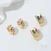 Pendientes de Hoja de Rosa Rellenos de Oro de 14K, Gama Alta, Lujo Accesible, Nicho, Pendientes de Gama Alta, Nuevos Broches de Oreja con Micro-Adornos, Anillos Lisos