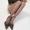 Meias de Rede Vazadas Retrô Francesas y2k Subcultura Jacquard Vertical Calças de Menina Popular Meias de Rede Meias Base Maillard