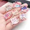 Gato de Dibujos Animados Comiendo Pescado Aleación Llavero DIY Pulsera Collar Colgante Esmalte Cadena de Teléfono Accesorio Piezas de Joyería