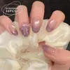 Uñas Portátiles Más Vendidas en Tiktok, Hechas a Mano Puras, Degradado Morado-Rosa, Moño 3D, Piezas de Uñas Pre-Hechas, Arte de Uñas que Ilumina el Tono de Piel, Removibles