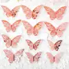Mariposa Simulada Exportación 3D Corte Estéreo Papel Perlado Pegatinas de Pared Boda Decoración Festiva Floristería Flores Accesorios Florales