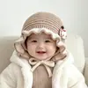 Gorro de Bebé Estilo Otoño e Invierno Princesa Súper Lindo Gato Niña Cálido de Lana con Lazo Protección para los Oídos para Bebés Niñas