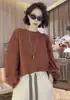Moletom Curto Azul com Barra Ondulada Estilo Coreano para Mulheres Moda Outono 2026 Design Simples Solto Peça Superior de Outerwear