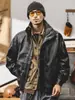 Chaqueta de Cuero Suave Estilo Retro Americano para Hombre Moda Otoñal Marca Holgada Chico Duro Matón Guapo Chaqueta de Trabajo para Motocicleta Estilo Primavera y Otoño para Hombre