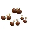 Pendientes de Perla tipo Bollo Color Chocolate Estilo Maillard para Mujer, Pendientes Elegantes de Moda, de Alta Gama, Sencillos y Versátiles para Mujer