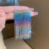 Pendientes largos de diamantes de colores brillantes con diseño geométrico de temperamento europeo y americano para mujer, pendientes de diamantes de imitación de alta gama con sentido del oído, joyería para las orejas