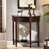 Mesa de entrada semicircular estilo americano, decoración de pasillo, mesa francesa vintage de estilo europeo de madera maciza montada en la pared, mueble de pared para sala de estar, ultradelgado
